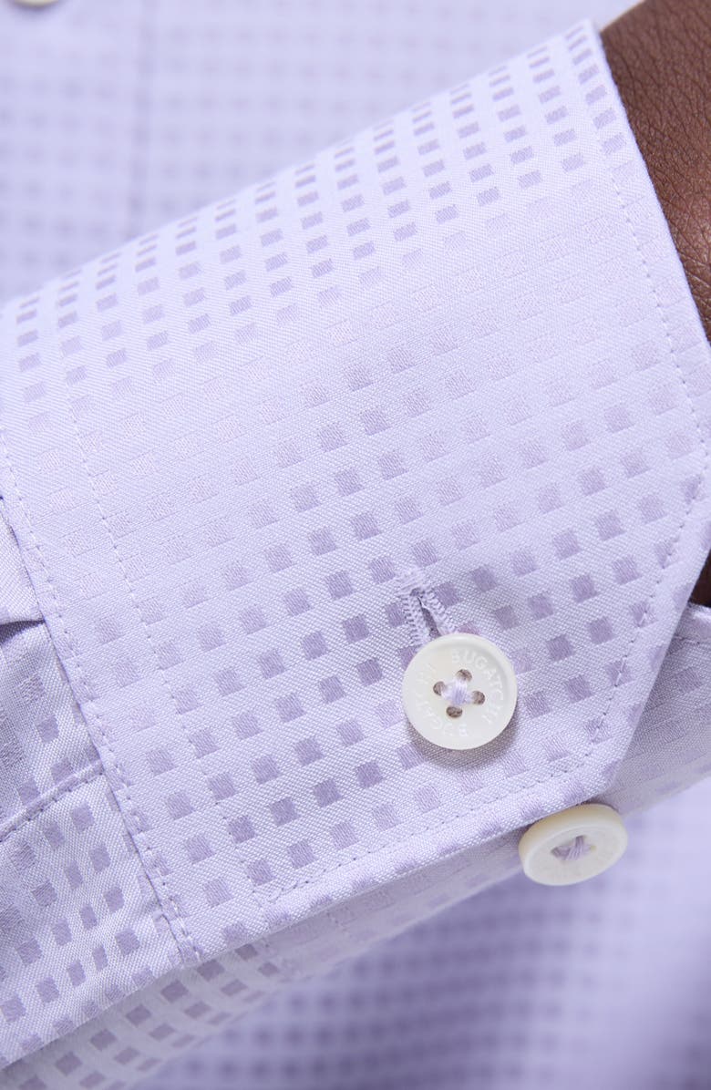 Bugatchi Axel Shaped Fit Micro Check Button-Up Shirt, Alternate, color, Lilac