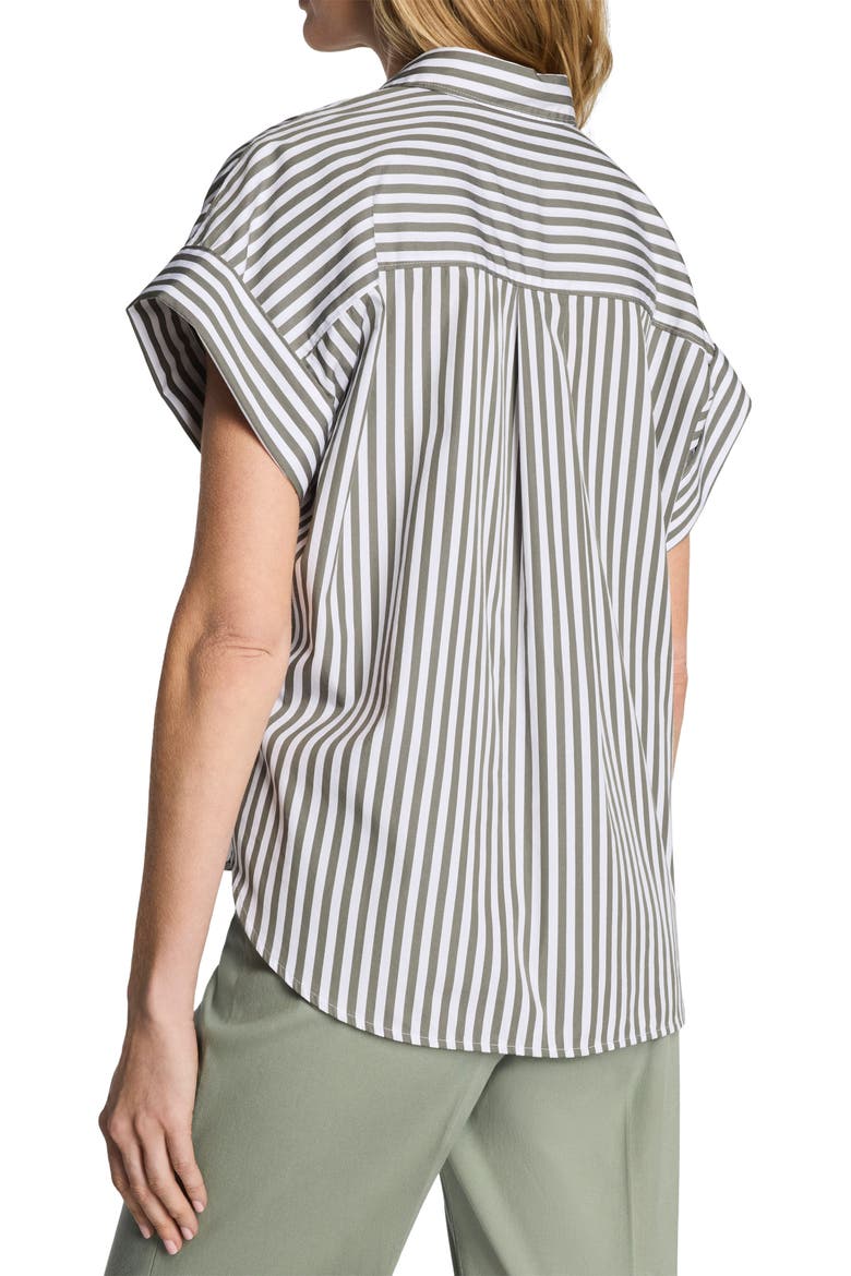 Striped Oversized Supima® Cotton Shirt, Alternate, color, FROSTED MOSS/ CLASSIC WHITE