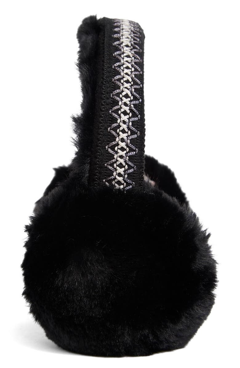 BCBG Geo Faux Fur Earmuff, Alternate, color, Black