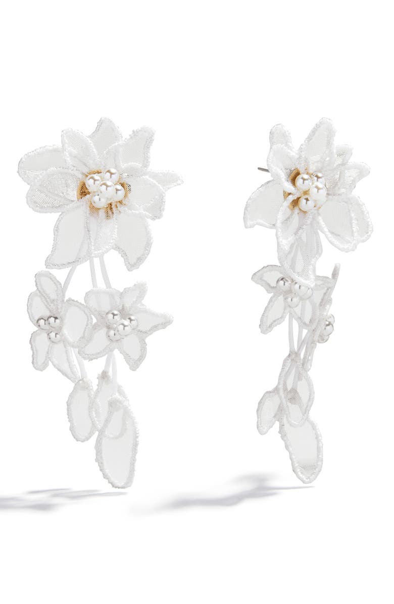 BaubleBar Elsie Floral Drop Earrings, Main, color, White