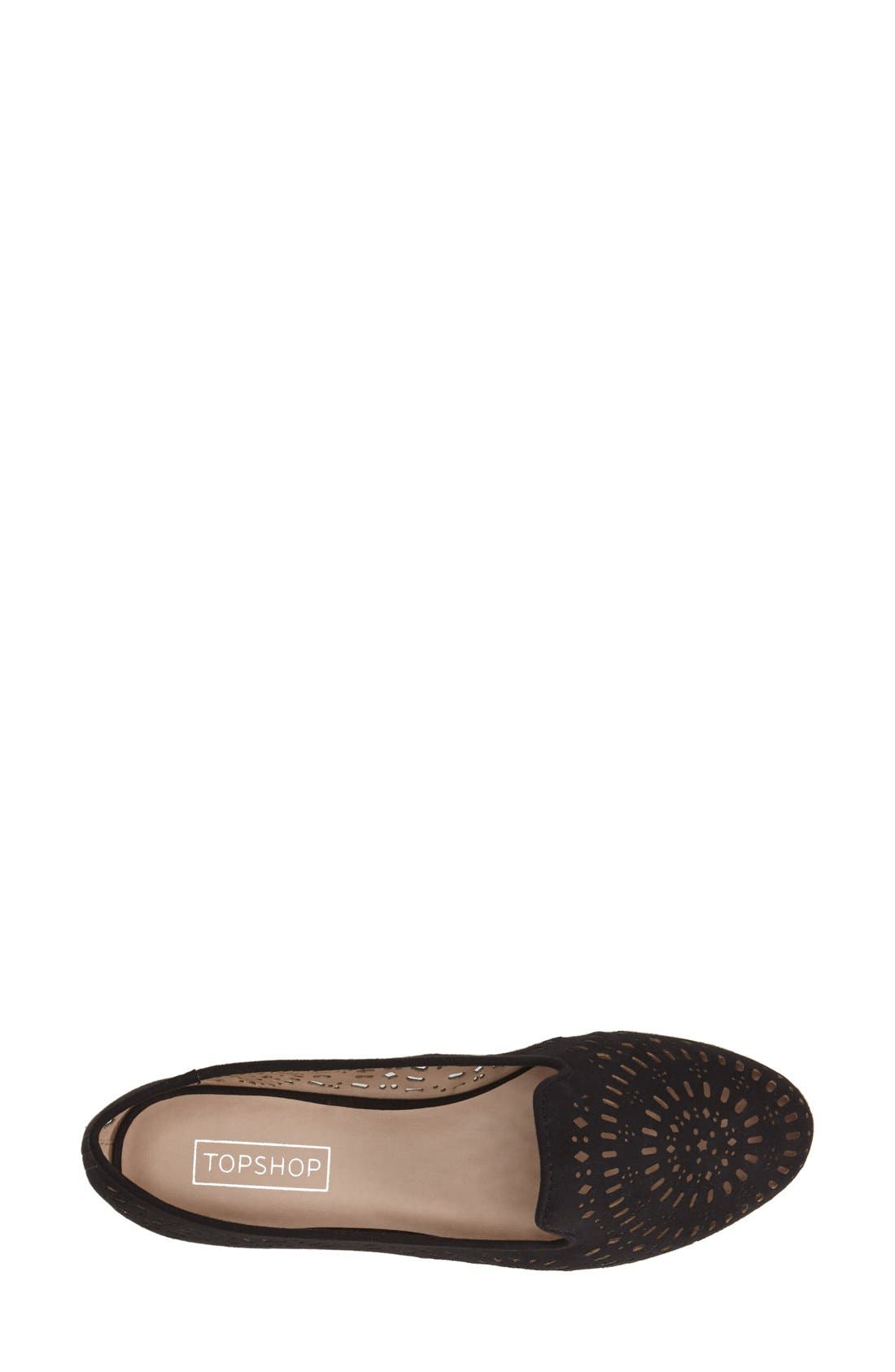 'Misty' Perforated Flat, Alternate, color, BLACK