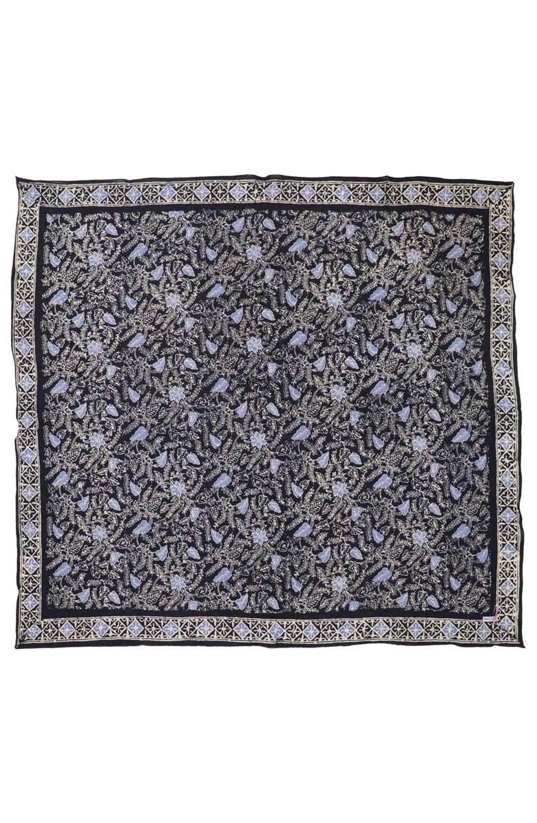 Kasih Co-op Wild Rag Batik Bandana Blue Navy Foliage, Alternate, color, Blue Navy
