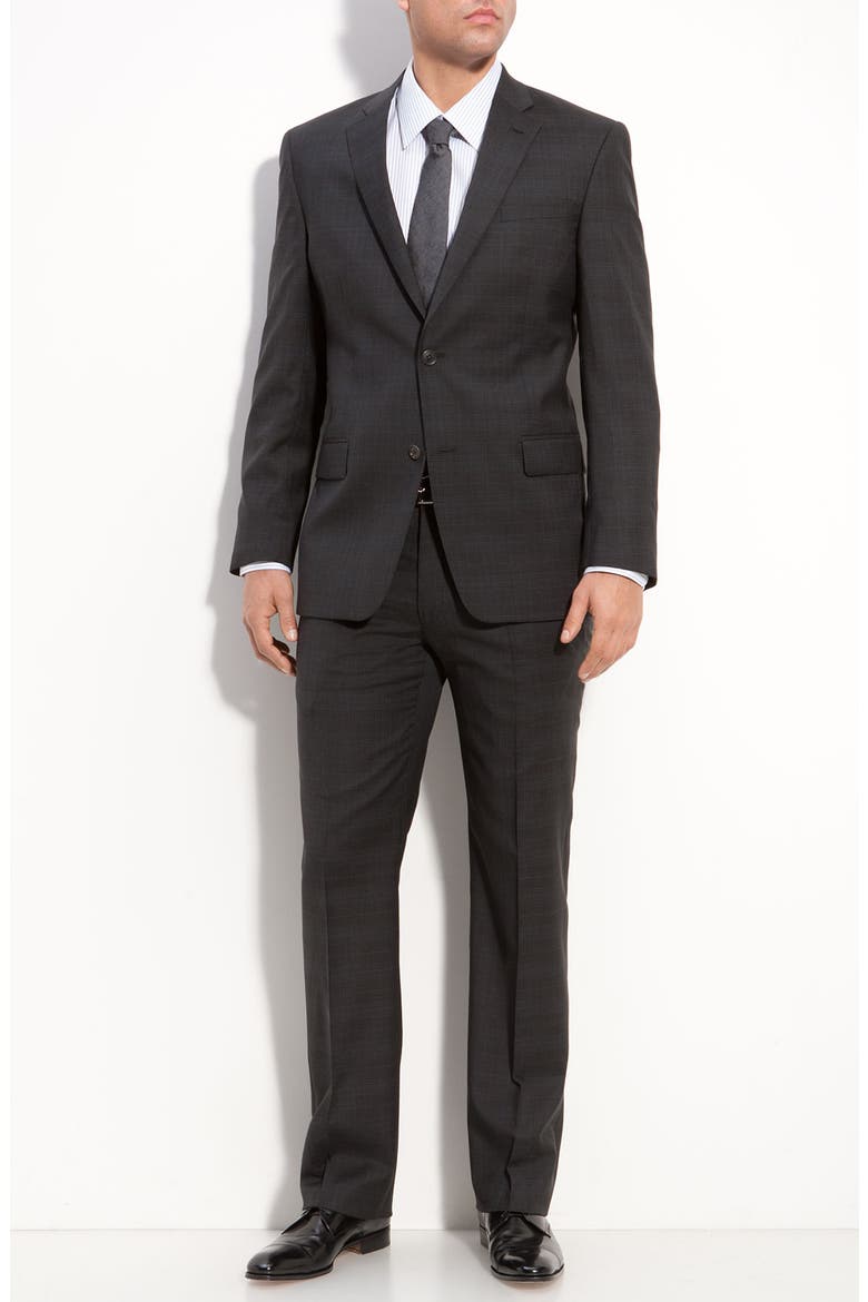 Plaid Wool Suit, Alternate, color, CHARCOAL