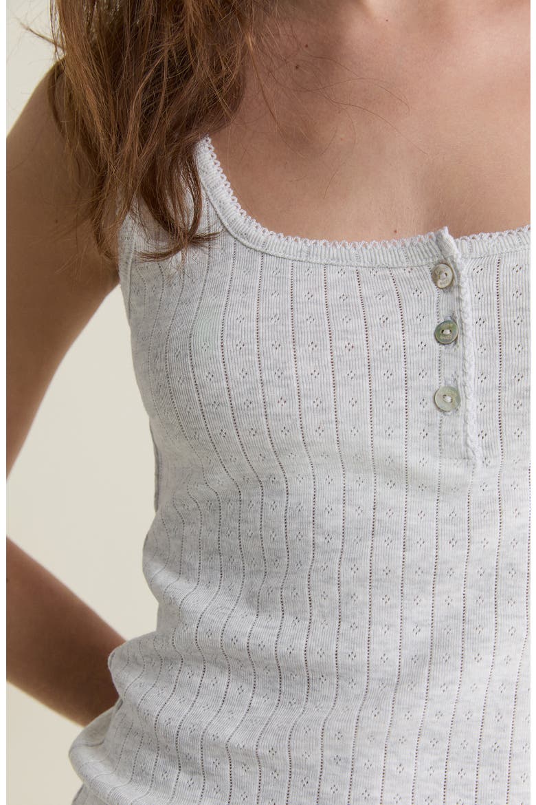 Katell Pointelle Cotton Pajama Tank, Alternate, color, GREY