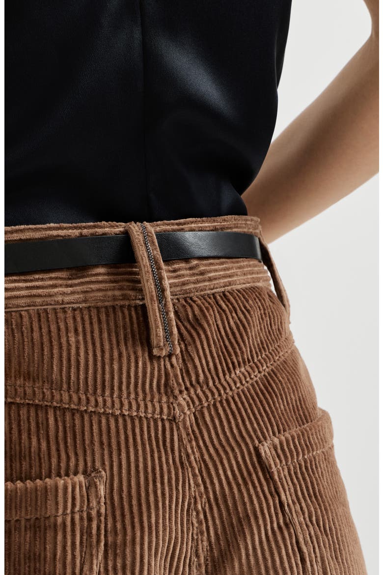 Cotton corduroy straight five-pocket trousers with monili, Alternate, color, Dattero