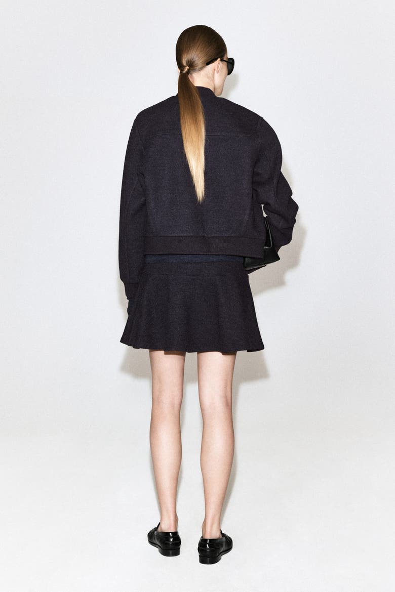 Boiled Wool-Blend Mini Skirt, Alternate, color, CHARCOAL MÉLANGE