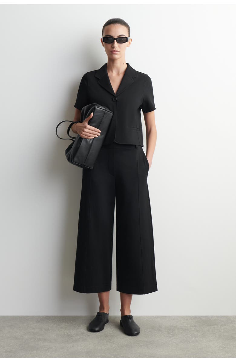 COS Twill-jersey Short-sleeved Blazer, Alternate, color, Black