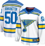 FANATICS Men's Fanatics Jordan Binnington White St. Louis Blues Away Breakaway Player Jersey