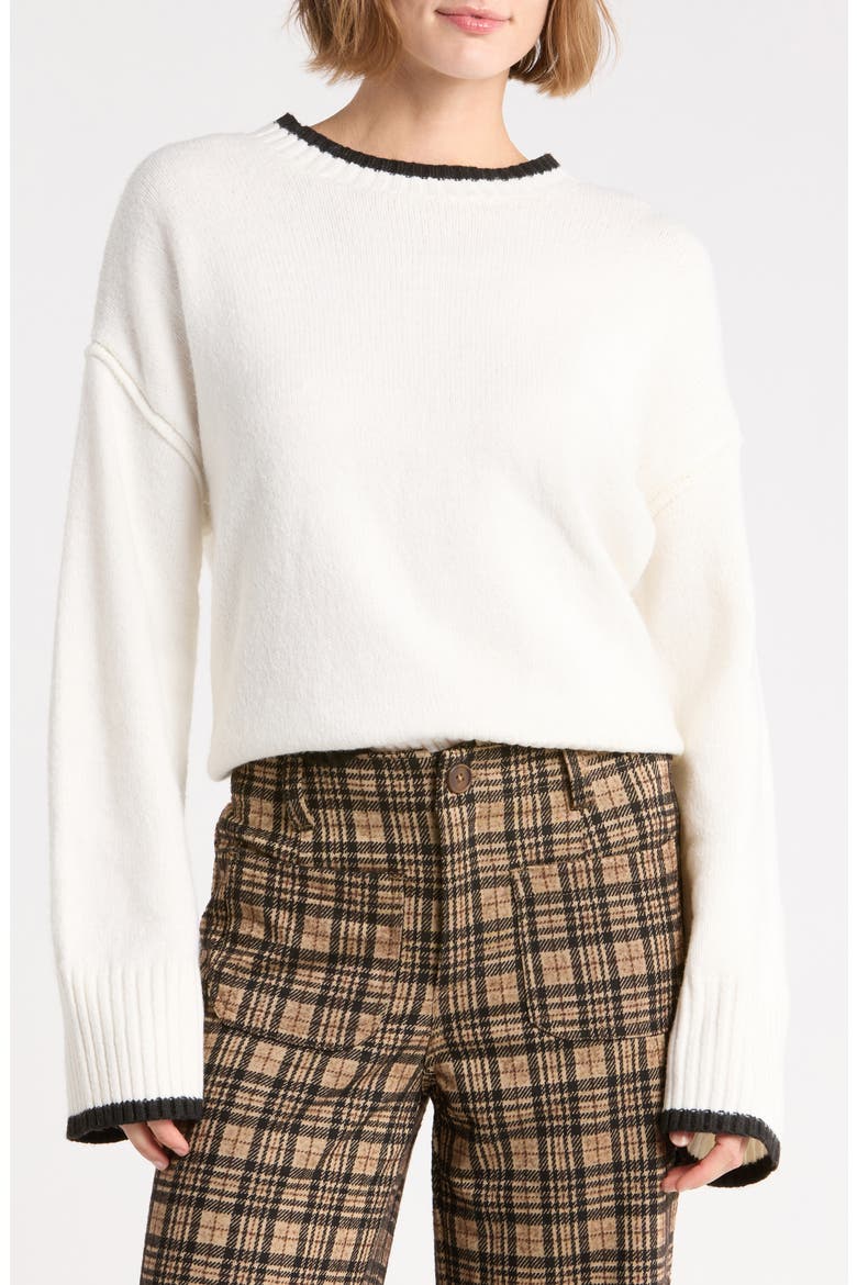Tipping Sweater, Main, color, SCONE WHITE/ BLACK