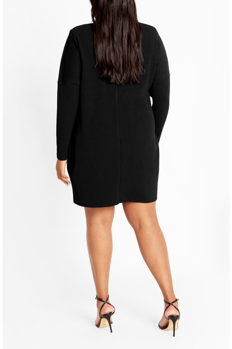 Swirl Long Sleeve Minidress, Alternate, color, BLACK