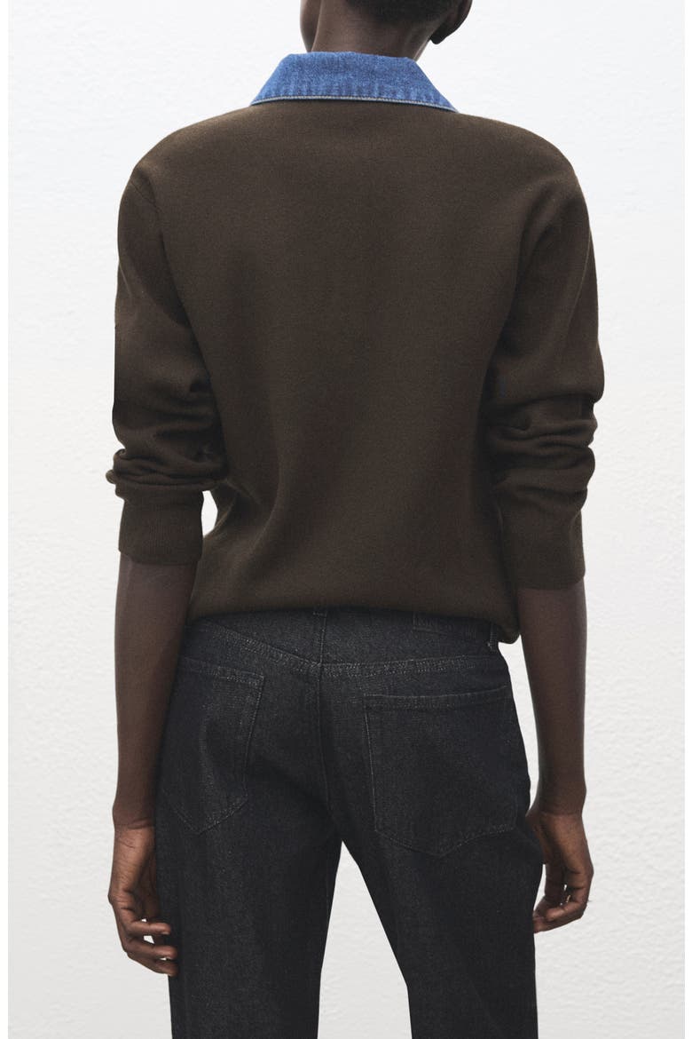 Abril Denim Collar Sweater, Alternate, color, DARK BROWN