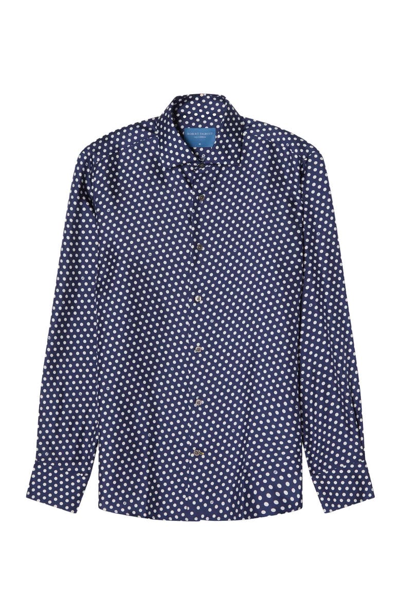 Robert Talbott Reynolds Signature Silk Spot Shirt, Main, color, Navy