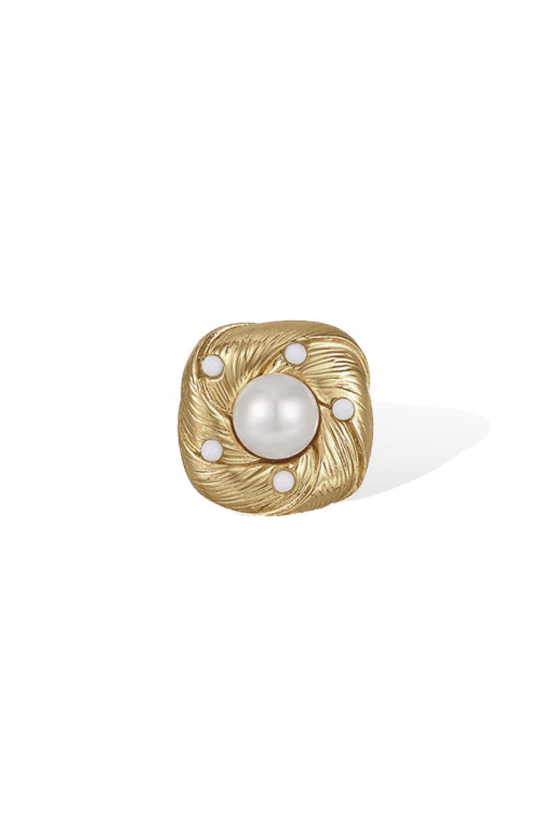 Canary Ear Stud, Alternate, color, Gold & White