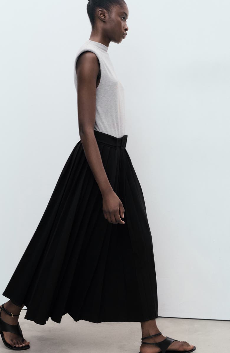 MANGO Pleated Belted Maxi Dress, Alternate, color, Grey