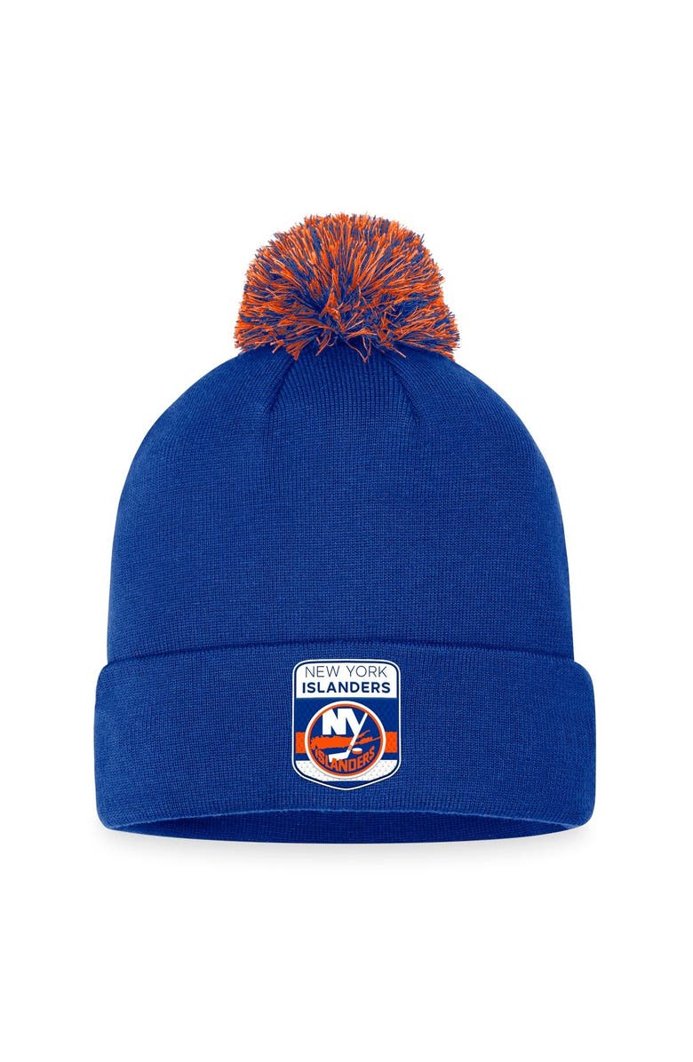 FANATICS Men's Fanatics Branded Royal New York Islanders 2023 NHL Draft Cuffed Knit Hat with Pom, Main, color,