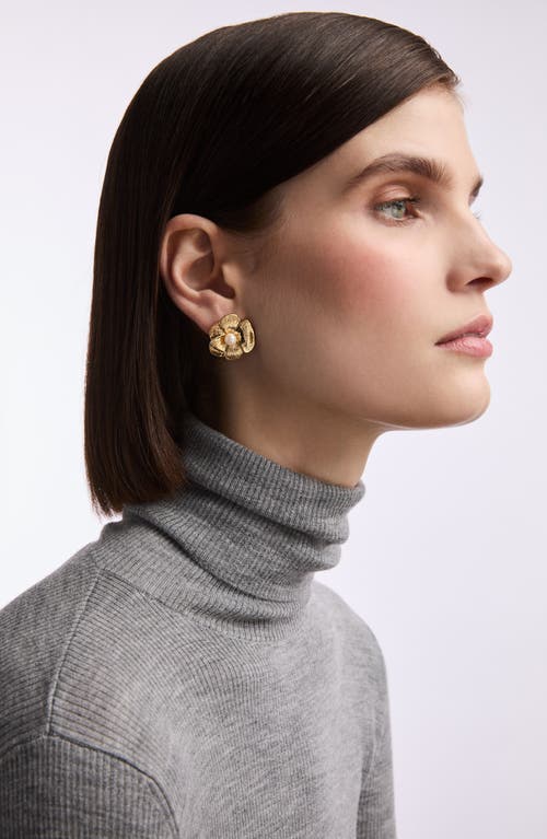 Susan Caplan 1980s Vintage Faux Pearl Floral Earrings