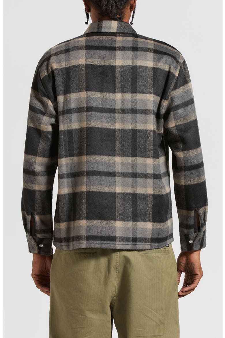Selden Plaid Brushed Flannel Snap-Up Shirt, Alternate, color, BLACK/ CHARCOAL