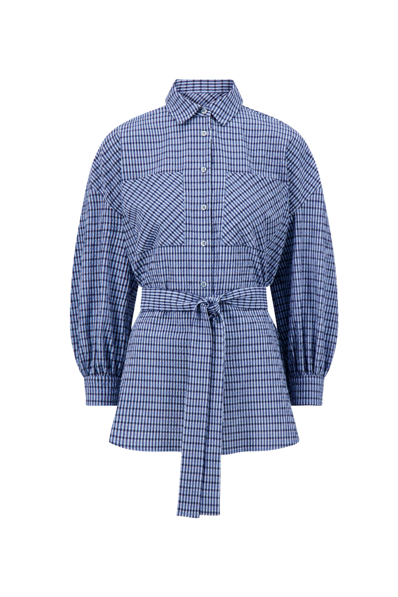 Checked Seersucker Button Down Shirt, Main, color, Navy Multi