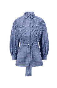 Lela Rose Checked Seersucker Button Down Shirt