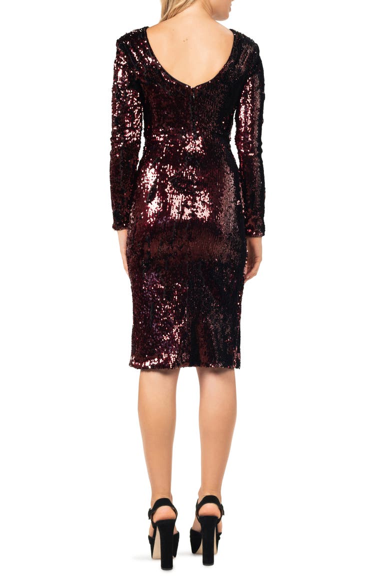 Natalie Sequin Long Sleeve Dress, Alternate, color, PORT