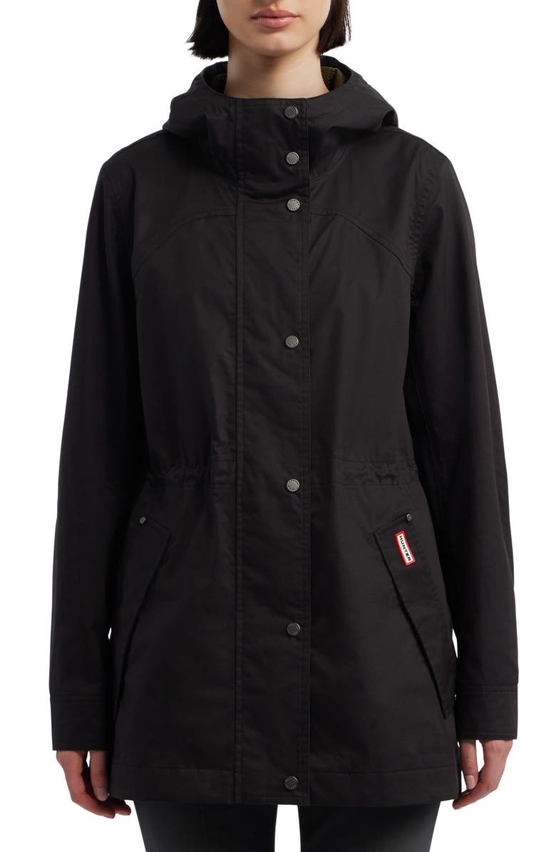 Hunter Adela Hooded Waterproof Jacket, Main, color, Black