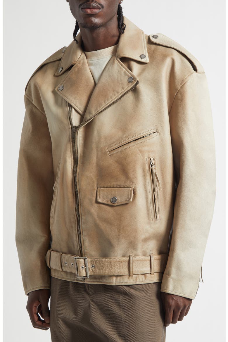 Gender Inclusive Journey Leather Jacket, Alternate, color, MELLOW BUFF