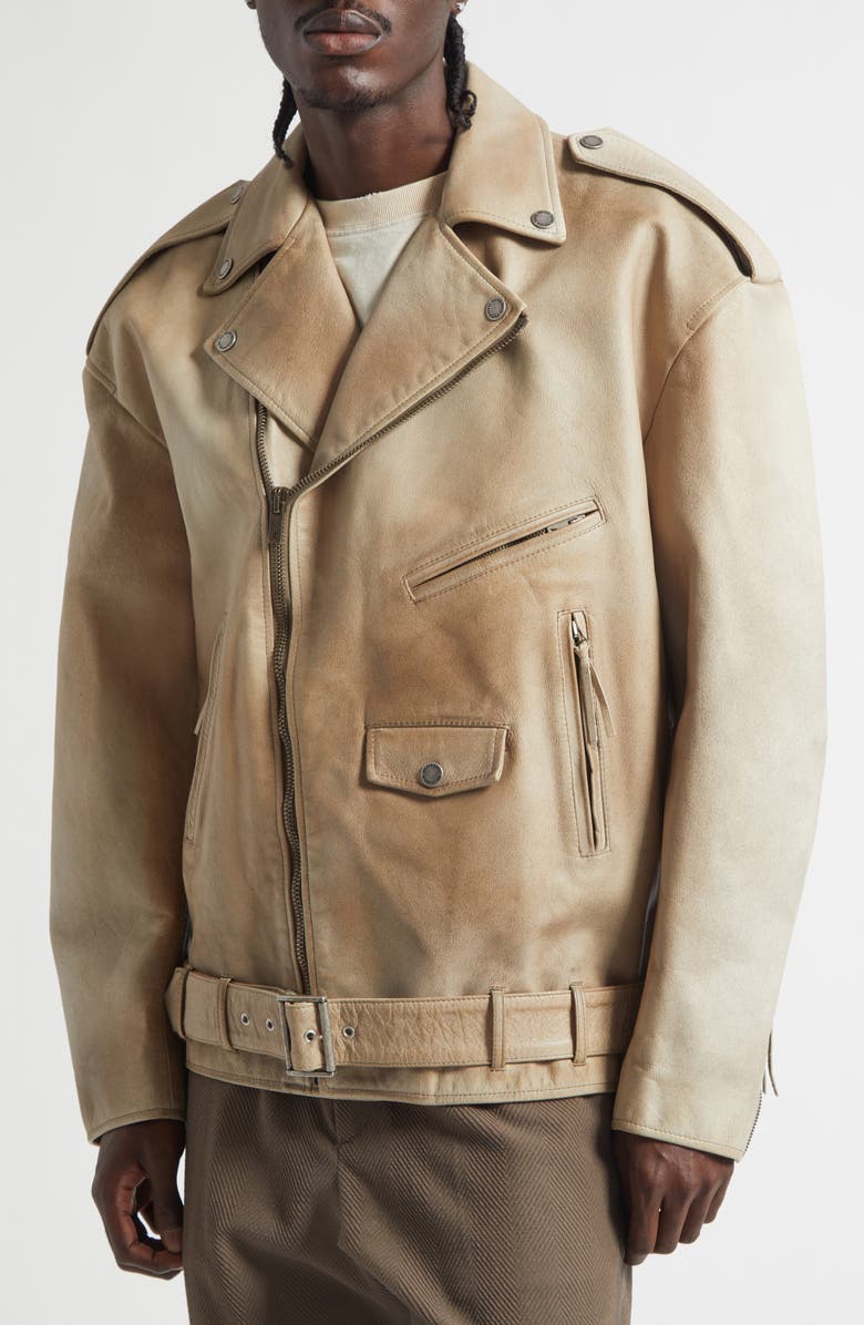 Golden Goose Gender Inclusive Journey Leather Jacket, Alternate, color, Mellow Buff