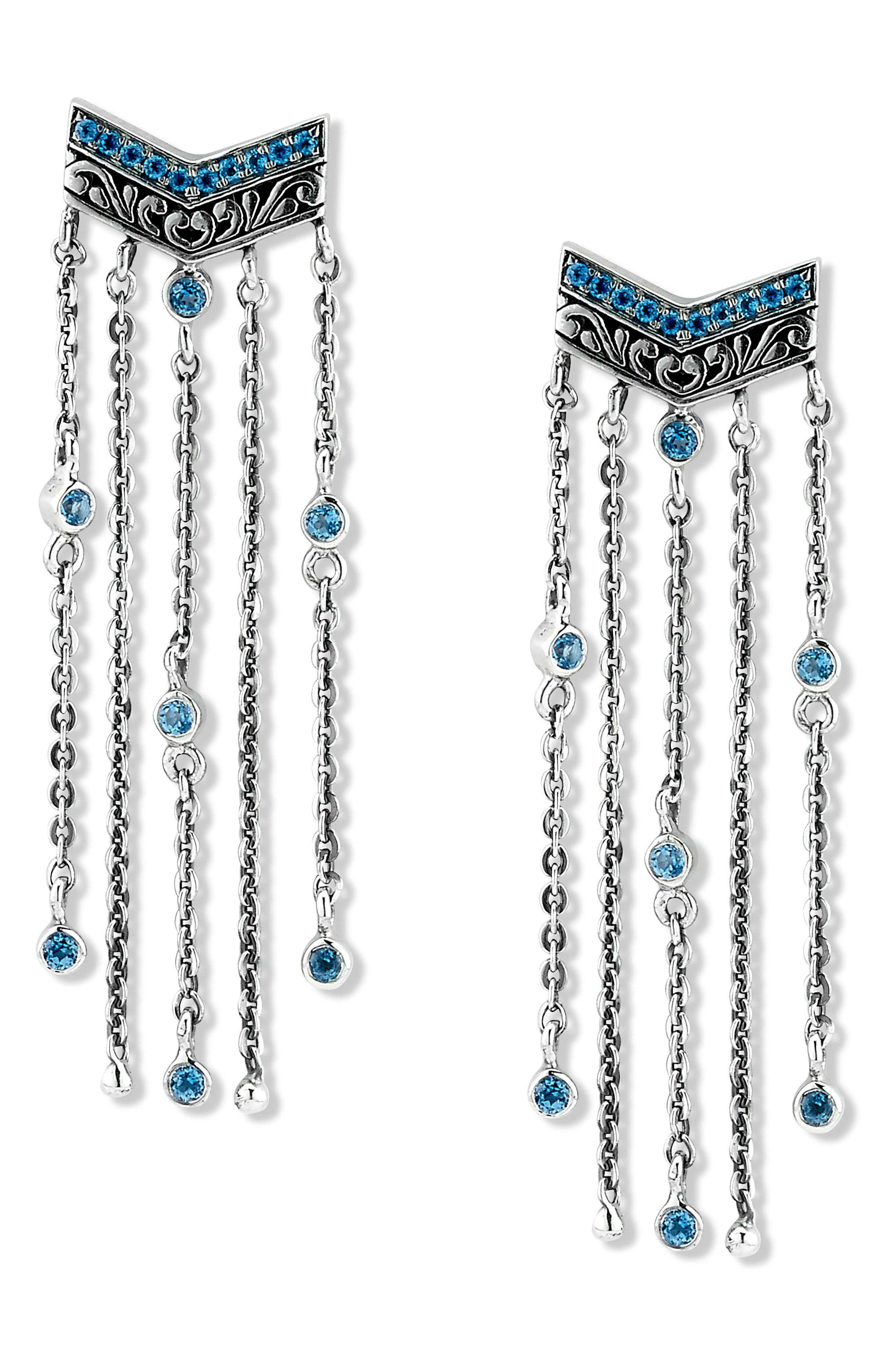 SAMUEL B. Blue Topaz Chain Drop Earrings
