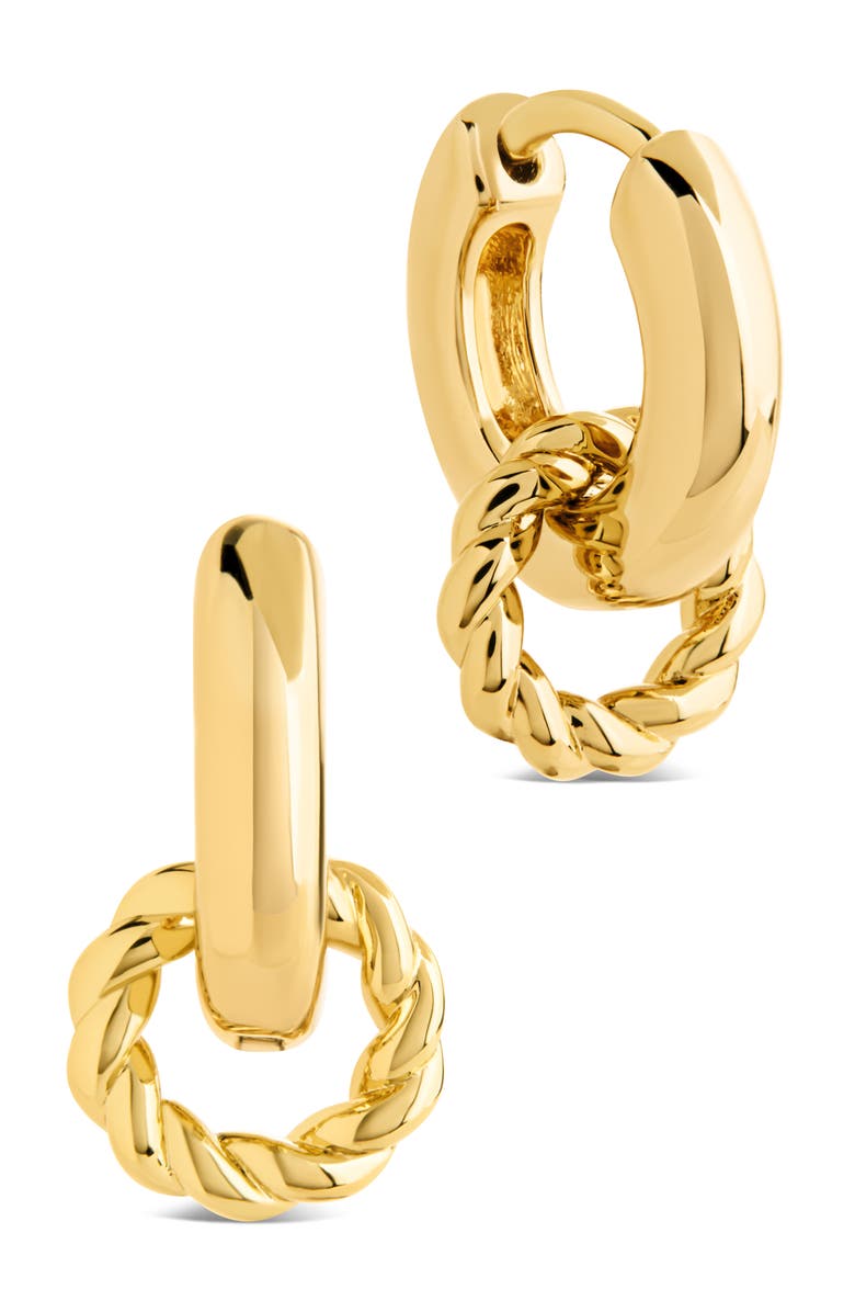 Sterling Forever Braided Ring Hoop Earrings, Main, color, Gold