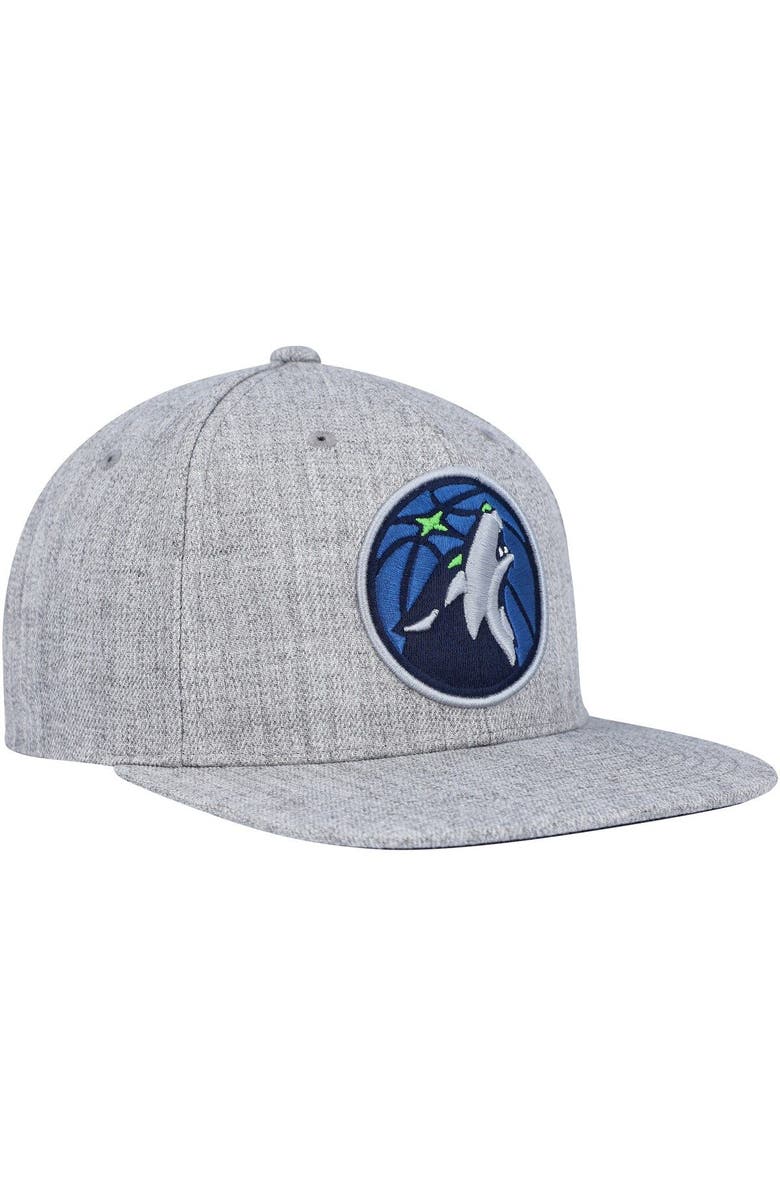 Mitchell & Ness Men's Mitchell & Ness Heather Gray Minnesota Timberwolves Hardwood Classics 2.0 Snapback Hat, Alternate, color,