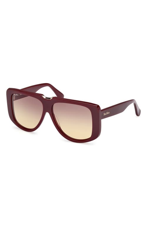 Shop Max Mara Spark 57mm Polarized Shield Sunglasses In Bordeaux/gradient Brown