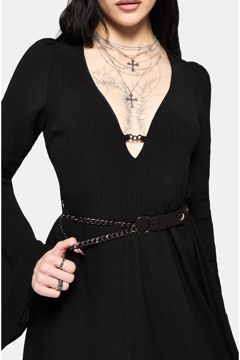 Millicent Chain Front Midi Dress, Alternate, color, Black