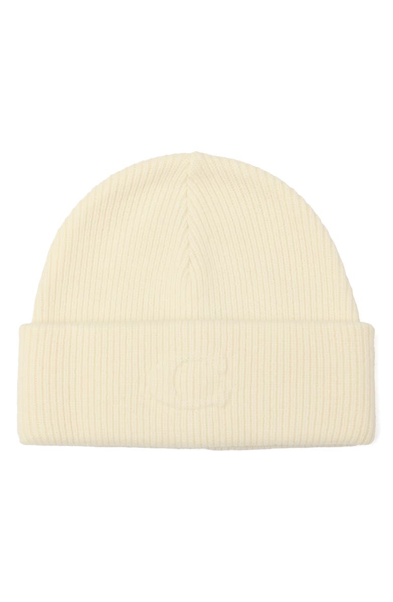 COACH Rib Embossed Beanie, Main, color, Chalk