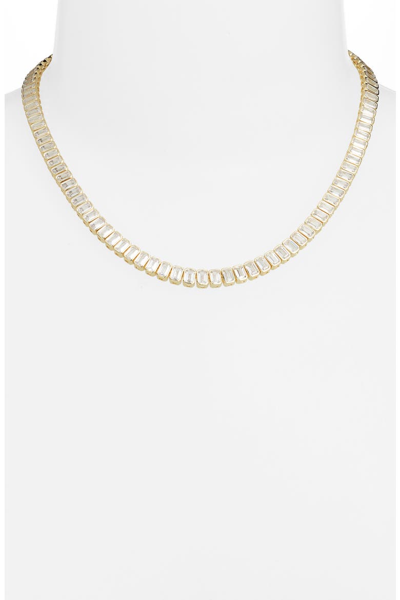 Emerald Cut Tennis Necklace, Alternate, color, GOLD/ WHITE