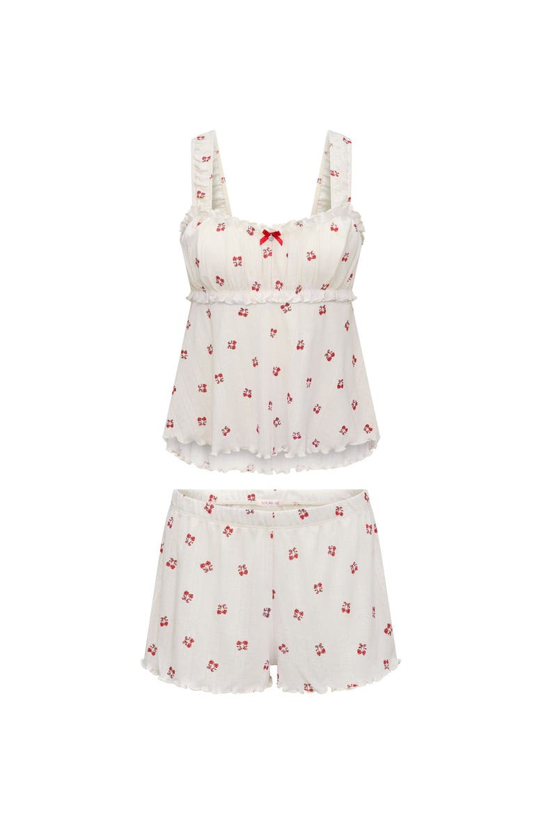 Adore Me Leanore Tank And Shorts Pajamas, Alternate, color, Novelty Beige