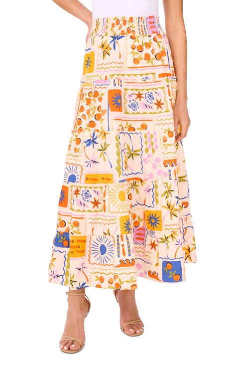 Print Poplin Maxi Skirt