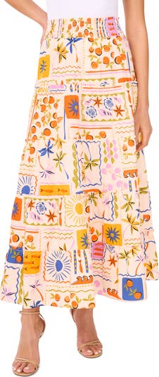 Print Poplin Maxi Skirt