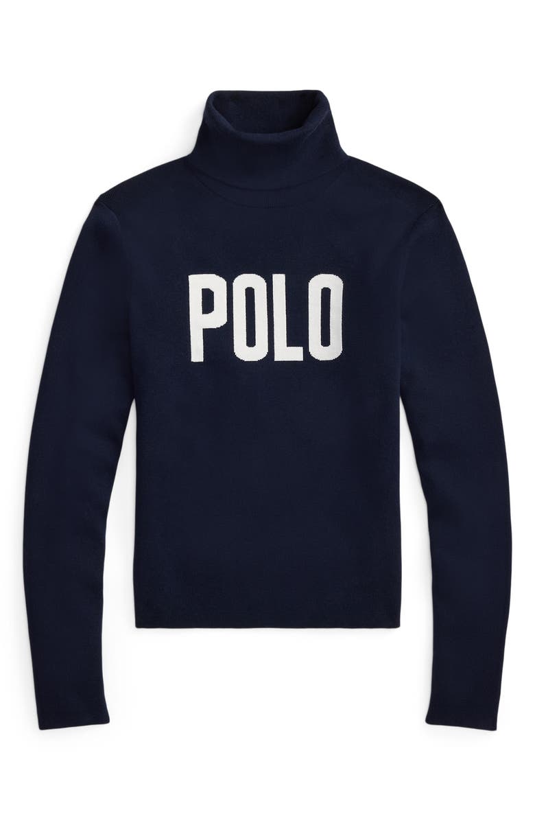 Polo Ralph Lauren Logo Turtleneck Sweater, Alternate, color, Hunter Navy