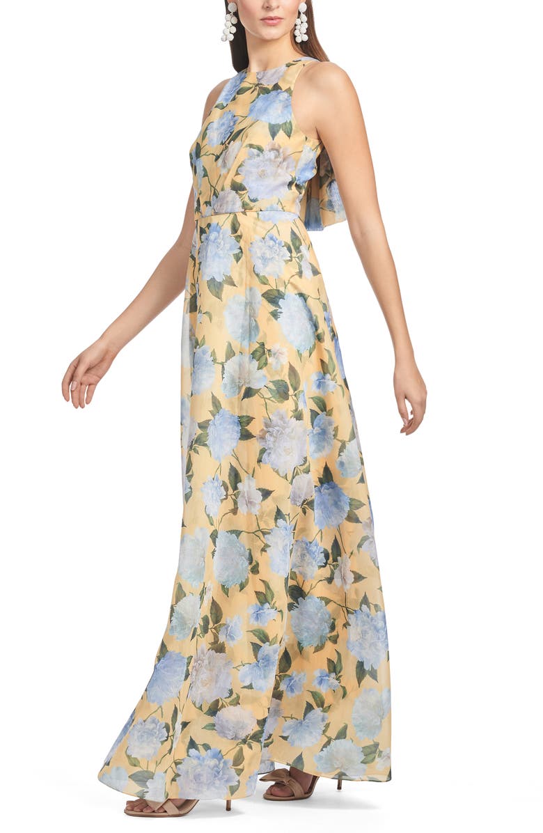 Sachin & Babi Kate Floral Print Sleeveless Gown, Alternate, color, Sun And Sea Peonies