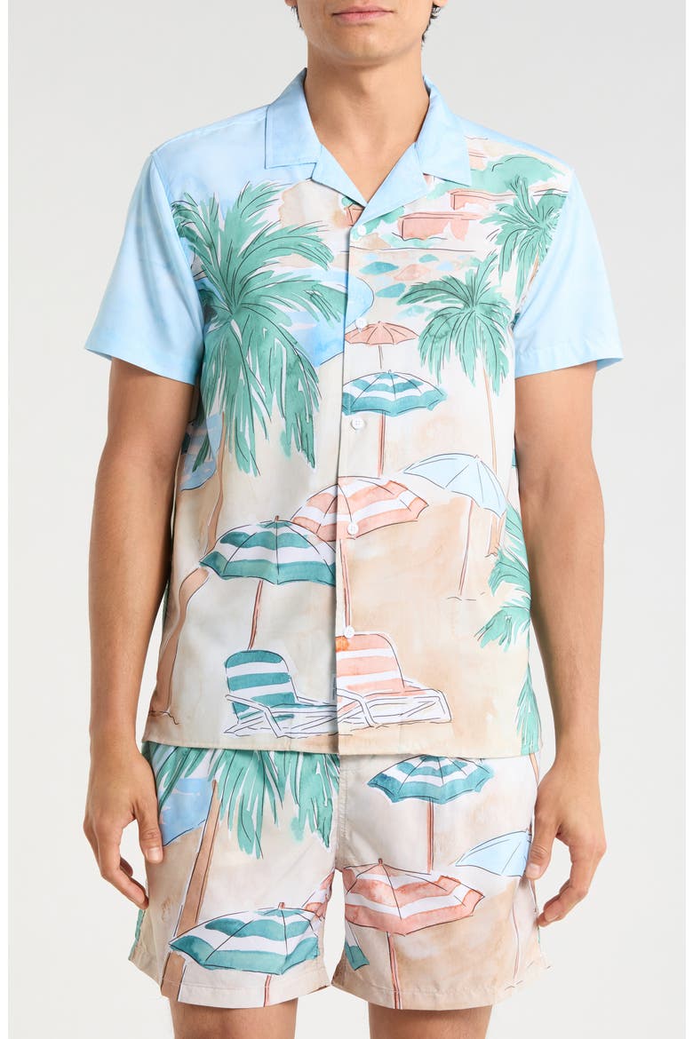 Beach Scene Camp Shirt, Main, color, TAN