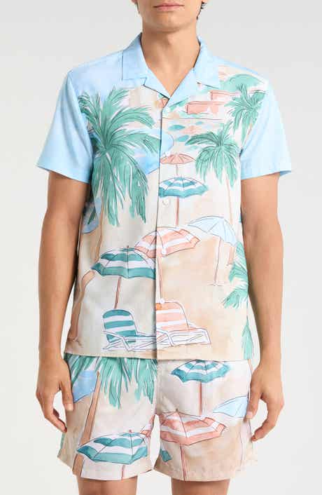 Vintage Summer Beach Scene Camp Shirt