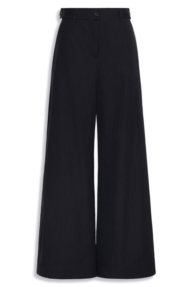 Bravo Pinstripe Wide Leg Virgin Wool Blend Pants, Alternate, color, NAVY