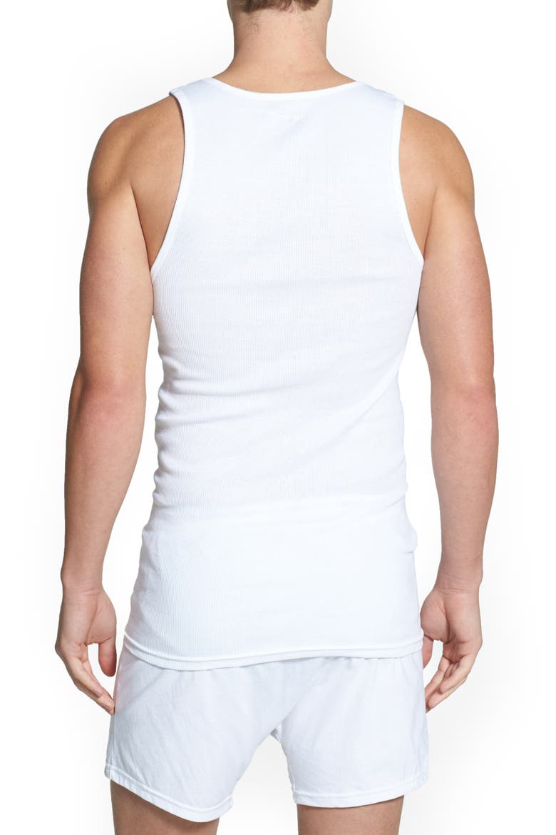 4-Pack Supima® Cotton Athletic Tanks, Alternate, color, WHITE