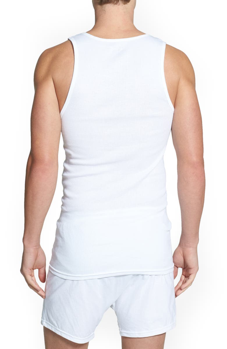 Nordstrom 4-Pack Supima<sup>®</sup> Cotton Athletic Tanks, Alternate, color, White