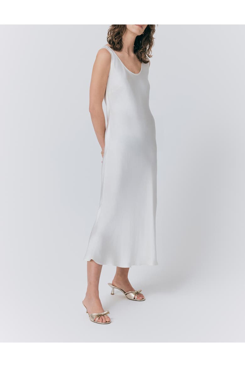 Palm Satin Midi Slip Dress, Alternate, color, Ivory