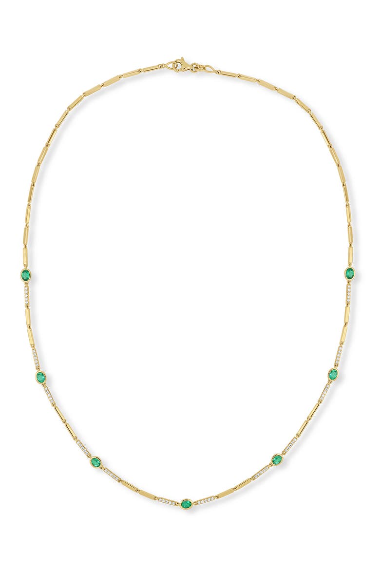 El Mar 18k Gold Emerald and Diamond Tennis Necklace, Main, color, 18K YELLOW GOLD