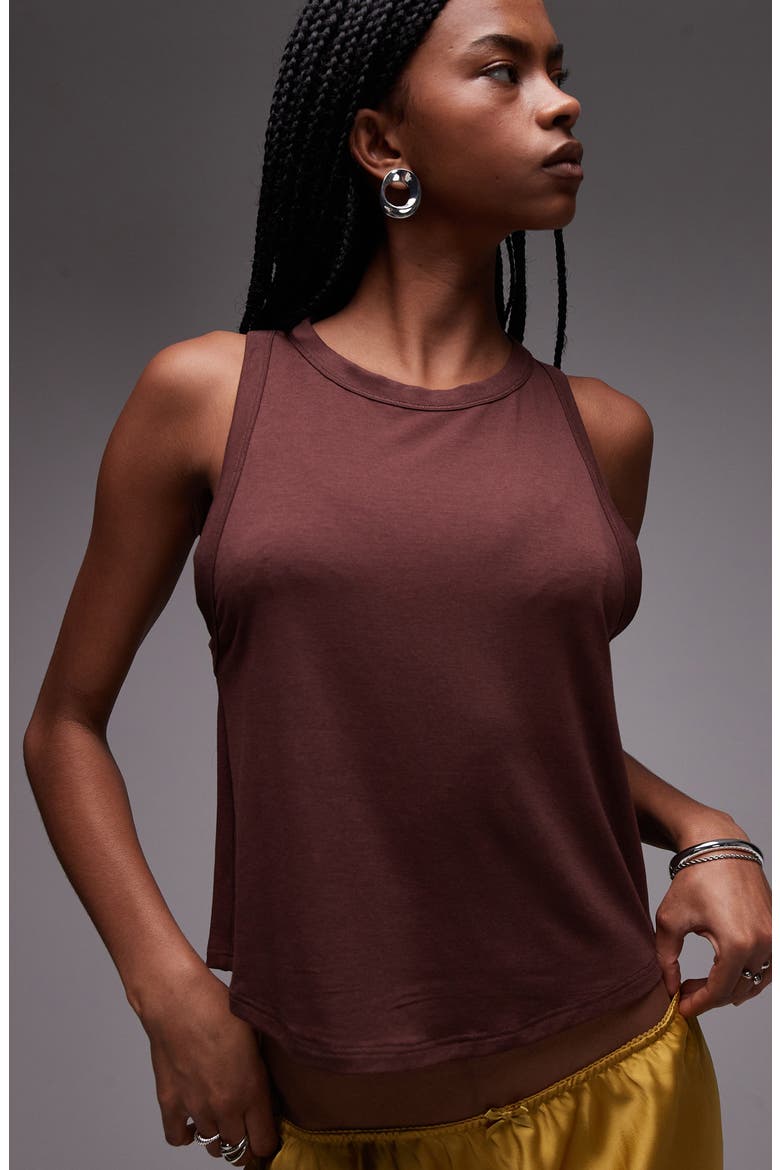 Loose Fit Crewneck Tank, Main, color, BROWN