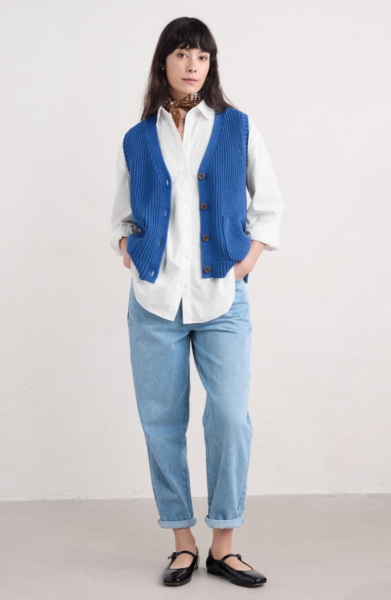 Seasalt Cornwall Sea Path Oversize Organic Cotton Poplin Button-Up Shirt, Alternate, color, Salt