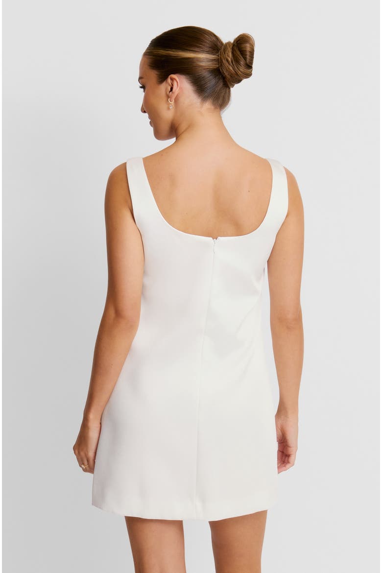 Scoop Neck Bow Detail Mini Dress, Alternate, color, White