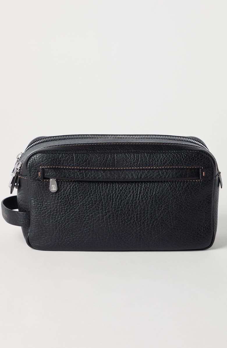 Brunello Cucinelli Beauty case with double zipper, Alternate, color, Black